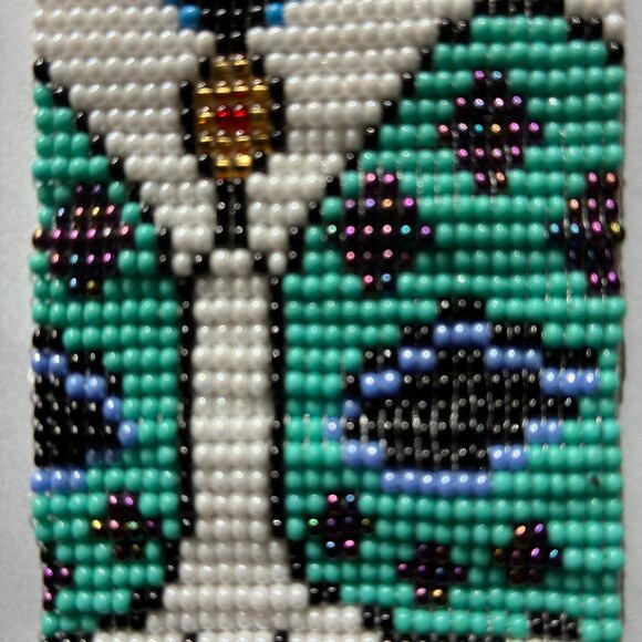Seed Bead Woven Bracelet Featuring a Masked-Women - Picture 3 of 4